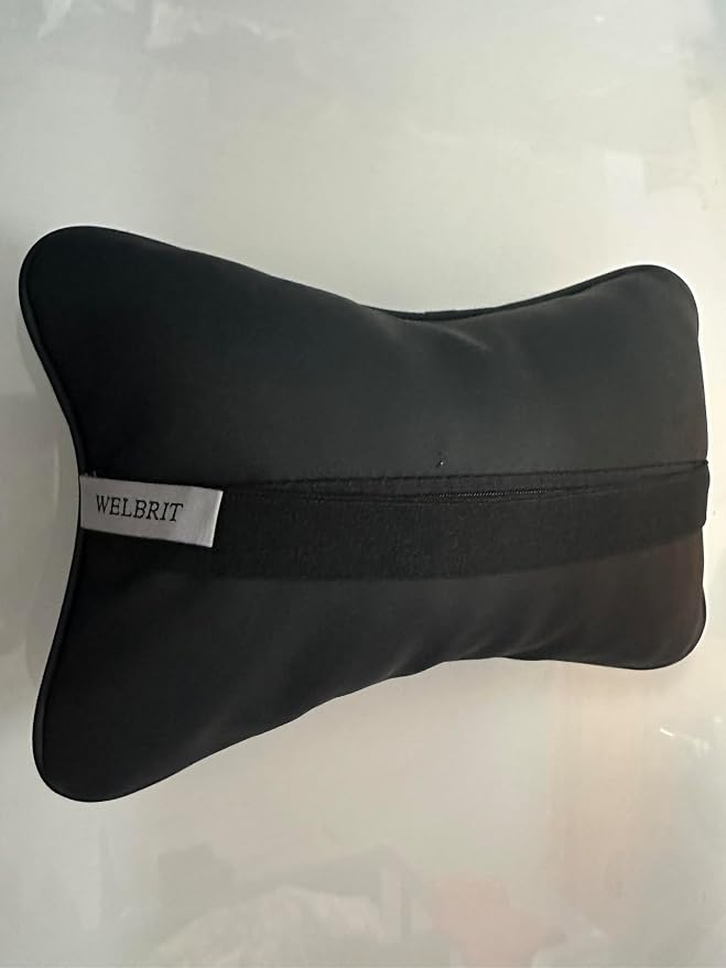 Car Pillow for Car Neck Pillow for Driving Seat Leather Neck Support Soft Cushion Support Head-Rests for Vehicle Sleeping with Elastic Adjustment Strap 2PCS (Neck, Black)