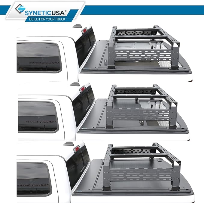 Syneticusa MR Retractable Truck Bed Cover with R3 Rack for Ford F-150 2004–2026 | 5.5' (67”) Short Bed | Aluminum Hard Retractable Tonneau Cover | One-Person Installable | Waterproof, Low-Profile