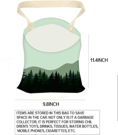 Car Garbage Can, Hanging Car Trash Can Bag for Vehicle, Travelling, Camping, Cute Car Back Seat Organizer, Dark Mountain