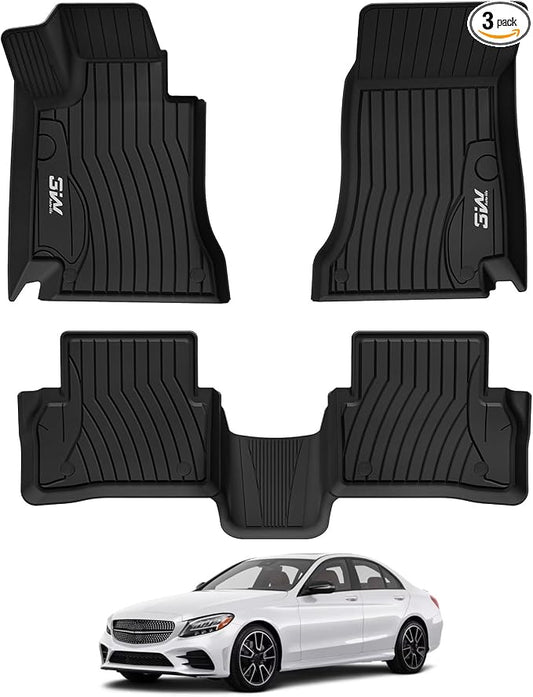 3W Floor Mats for Mercedes Benz C-Class 2015-2021(for Sedan Only,not fit Coupe and Cabriolet) TPE All Weather Custom Fit Floor Liner for Benz C-Class C300/C400/C350e/C43 AMG/C63 AMG/C63 AMG S
