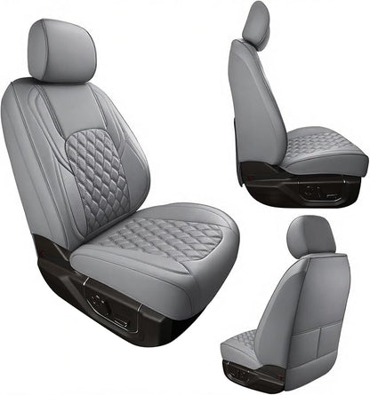 Huidasource Ford Gray Seat Covers, Car Seat Cushion Cover Fit for 2015-2025 Ford F150 SuperCrew & 2017-2025 F250 F350 F450 Super Duty Crew Cab XL XLT Lariat King Ranch Platinum (Full Set/Gray)