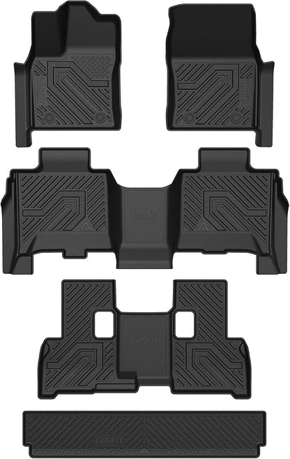 LASFIT Floor Mats & Cargo Mat for Toyota Sequoia 2023-2026 (Not fit 7-Seater w/o Center Console), TPE All Weather Protection Car Liners Custom Fit for Sequoia 1st & 2nd & 3rd Row & Trunk Mats, Black