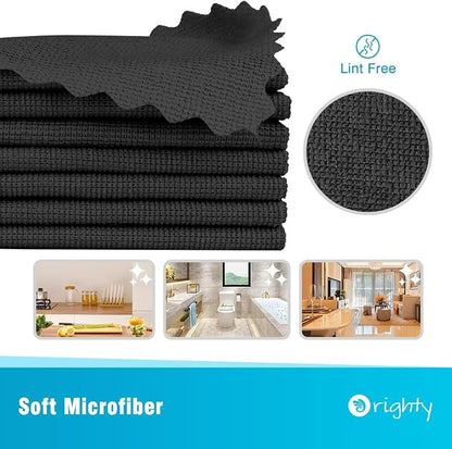 Orighty Microfiber Cleaning Cloth, 100 Pack Microfiber Towels for Cars, Multi-Purpose Shop Towels Cleaning Rags Bulk for Car, Home, Kitchen, 11.5’’ x 11.5’’, Black