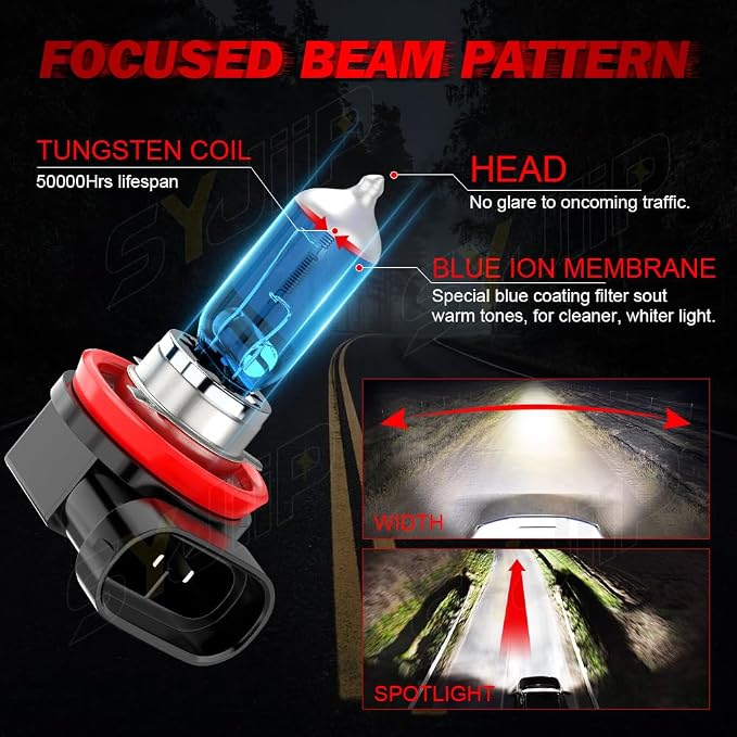 Upgraded Halogen Headlight Bulbs Compatible for Toyota Tacoma 2012 2013 2014 2015, 9003/H4 High Low Beam H11 Fog Light, 6000K White, 300% Brightness, Plug n Play, 4-Pack