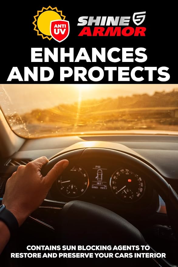 SHINE ARMOR Car Interior Cleaner & Protectant - Interior Detailer Spray with UV Defense, Streak-Free Car Cleaning Spray for Dashboard, Leather, Vinyl, Plastic & Rubber - Trucks, SUVs & RVs - 8 fl oz