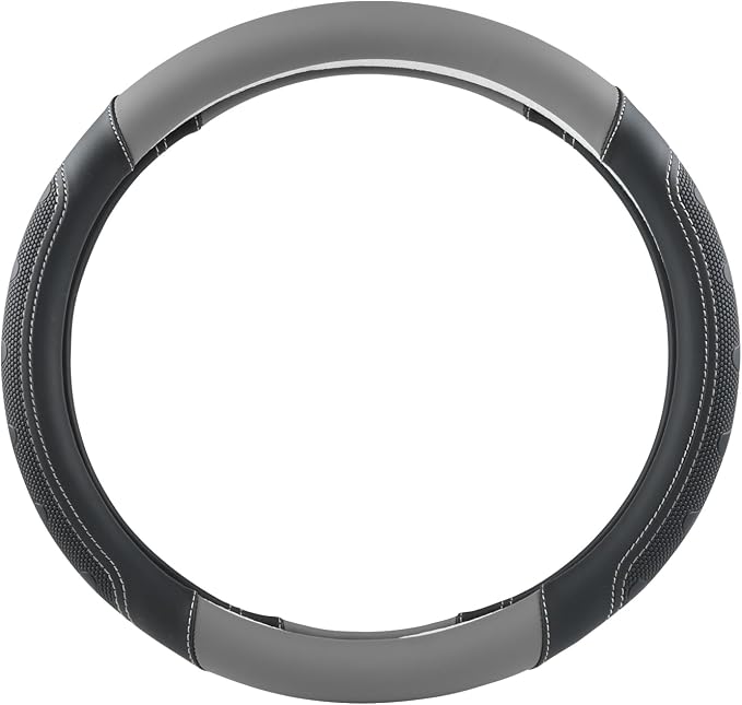 GIANT PANDA Car Steering Wheel Cover for Ford - F150 F250 F350 Expedition, (15.5-16 inches - Black+Gray)