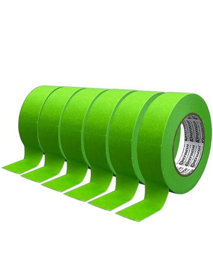 KREFINISH Painters Tape for Car Paint Green No Residue Automotive Masking Tape for Automotive Painting - Heat Resistant for Paint Booth,0.94 Inches X 60 Yards, 6 Rolls