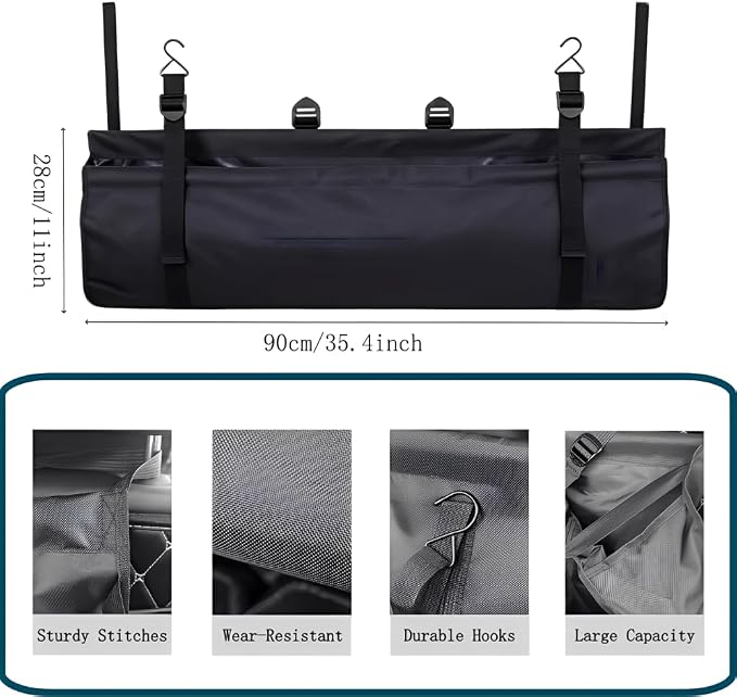 Car Trunk Organizer, Backseat Hanging Large Storage Bag with Adjustable Straps, Wear-Resistant Car Organizers and Storage, Trunk Organizer for SUV, Van, Jeep
