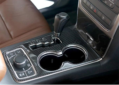 YOCTM Compatible with Jeep Grand Cherokee 2011 2012 2013 Gear Shift Cover Interior Accessories Real Carbon Fiber Center Console Cup Holder Cover Trim