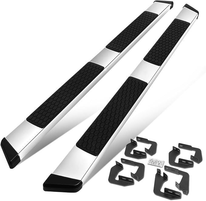 Pair of 5 Inches Stainless Steel Running Boards Side Steps Bars Replacement Compatible with Toyota Tundra CrewMax (Extended Crew) Cab 2007-2021