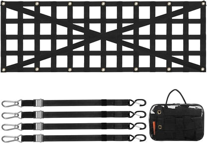 VEVOR Tailgate Net for Truck Bed, 54 in x 18 in, Cargo Net Durable with 4 Adjustable Buckle Straps, Cross-Reinforced Design, Extendable & Durable, Suitable for Truck, Trailer, Pickup, Boat, Jeep, SUV