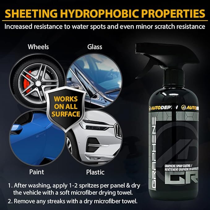AutoDepth Graphene Ceramic Spray Coating, for Superior Protection & High Shine, Hydrophobic Car Coating Spray, for Car, Boat, Rv, Truck, Alloys, Lasts Upto 12 Months