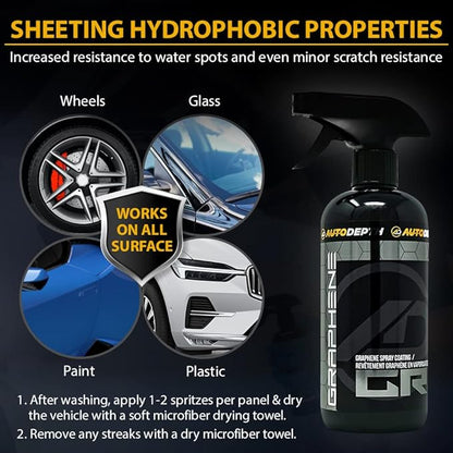 AutoDepth Graphene Ceramic Spray Coating, for Superior Protection & High Shine, Hydrophobic Car Coating Spray, for Car, Boat, Rv, Truck, Alloys, Lasts Upto 12 Months