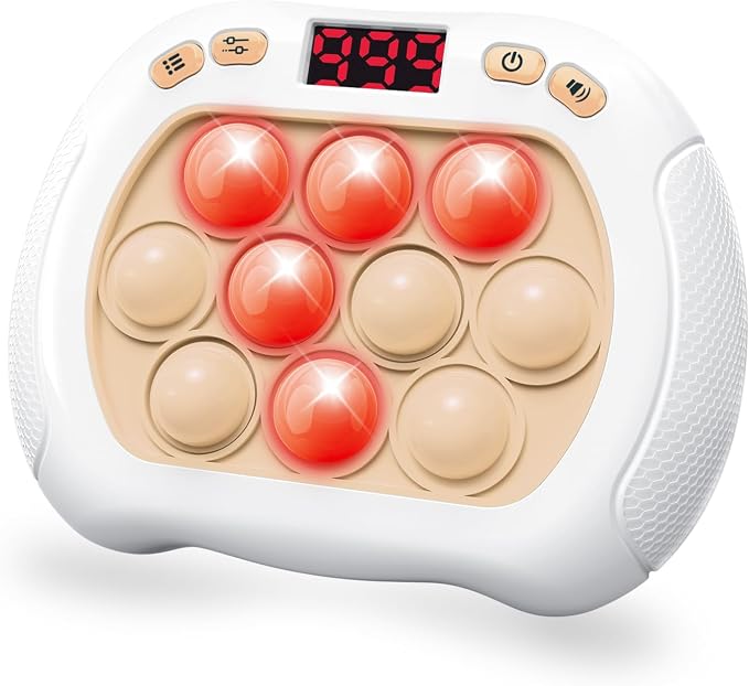 Intoypad Pop Game Light Up Fidget Toy for Kids, 6 Modes LED Screen Quick Push Game Controller Electric Fidget Popper Car Games Quick Push Bubble Games Birthday Toys for Kids White