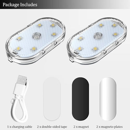2 PCS Car Led Lights Interior,7 Colors Ambient Lighting Interior,USB Rechargeable Car Sound Control Light