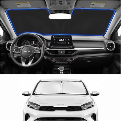 Custom Fit Windshield Sun Shade for Kia Forte 2019-2026 | Custom Fit Windshield Cover, Blocks UV Rays, Double-Layer Heat Shield, Durable Frame, Easy Fold & Storage