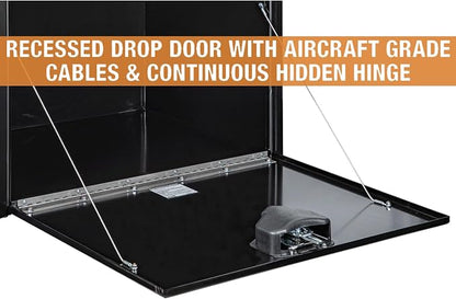 Buyers Products 1702303 Black Steel Underbody Truck Tool Box – 18 x 18 x 30 Inch - Truck Bed & Underbelly RV Storage Box, Locking T-Latch, Weather-Resistant, Heavy-Duty Flatbed Job Box, Made in USA