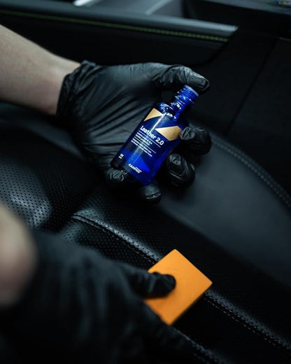 CARPRO CQUARTZ Leather 2.0 - Kit - Hydrophobic & Oil Phobic, Safe on All Car Leather, Resistance to UV, Denim Dye Coloring, Abrasion and Stains (50ml Kit)