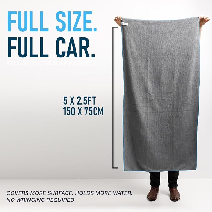 Rapid Dry Towels Original 2.0 Microfiber Car Drying Towel | 150 x 75cm | Extra Large Channel Weave Drying Cloth | Ultra Absorbent, Scratch-Free, Auto Detailing Towel for Cars SUVs Trucks & Boats
