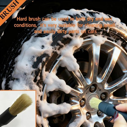 8 PCS Car Detailing Brush Set, Car Interior and Exterior Soft Bristle Cleaning Brushes, 4 Different Detailing Brushes for Auto Detailing, Dashboard, Vents, Wheels and Tires
