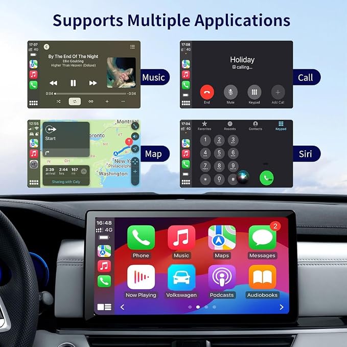 Wireless CarPlay Adapter for Apple iPhone, Android Auto Wireless Adapter for Samsung Galaxy/Motorola, 2025 Upgrade Plug & Play Fast Connection Car Play (Black)
