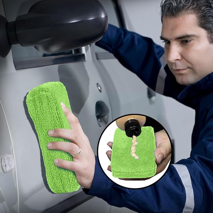 HOMEXCEL Microfiber Applicator Pads, Scratch-Free Car Wash Sponge for Cleaning, Premium Wax Foam Applicator Pads for Car Detailing, 5”x3”, 8 Pack, Green