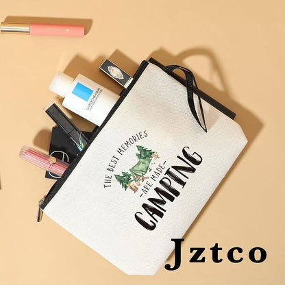Camping Gifts for Women Girl Friends Funny Camping Bags Travel Toiletry Bag for Graduation Gift for Her Christmas Birthday Gifts for Girls Sister Bestie Friend BBF Makeup Bag Best Memories