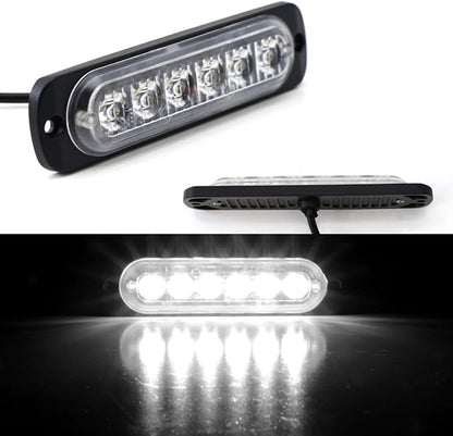 iJDMTOY Super Slim Flush Mount 6-LED Daytime Running Light/Auxiliary Driving Lighting Kit Compatible with Truck SUV Grille or Bumper Mount, Xenon White
