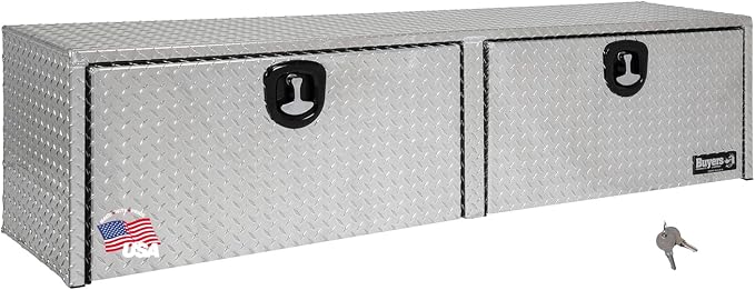 Buyers Product 1701563 Silver Aluminum Diamond Tread Topsider Truck Tool Box, 72x18x16 Inch, Made in USA, Professional Grade, Heavy Duty, Corrosion-Resistant, Dual Drop Doors, Compression Latch