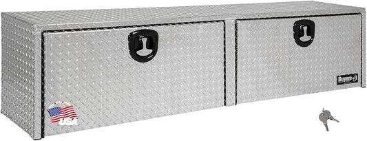 Buyers Product 1701563 Silver Aluminum Diamond Tread Topsider Truck Tool Box, 72x18x16 Inch, Made in USA, Professional Grade, Heavy Duty, Corrosion-Resistant, Dual Drop Doors, Compression Latch