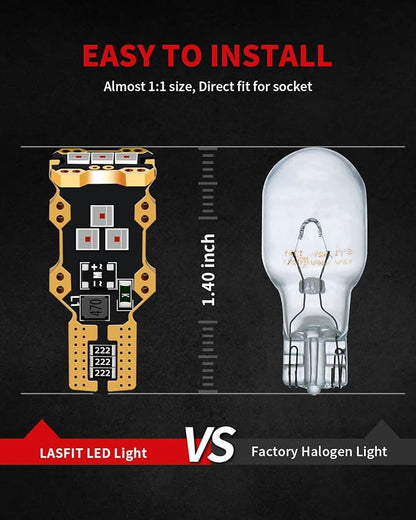 LASFIT 921 LED Bulb Third Brake Center High Mount Stop Light, 912 T15 Red Canbus Error Free 906 904 W16W LED Bulb 3rd Brake Lights For Cars Truck Three Times Brightness, Pack of 2