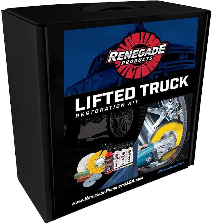 Renegade Products Lifted Truck & Forged Wheel Metal Polishing & Detailing Complete Kit Complete with Metal Polishing Products, Spray Wax, & Rubber Vinyl & Plastic Dressing