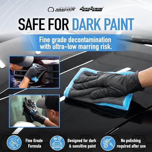 Nanoskin AUTOSCRUB Surface Prep Towel Fine Grade- Patented Clay Bar Replacement Tool to Remove Embedded Contaminants Before Wax & Coating | Safe for Painted Surface, Glass, Plastic, Metal & More, 12" x 12"