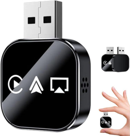 2026 Upgrade 3 in 1 Screen Mirror iOS Phone, Wired to Wireless Carplay Adapter, Mini USB Design Car Play Adapter with Type-C Extension, Plug and Play (Black, for iPhone)