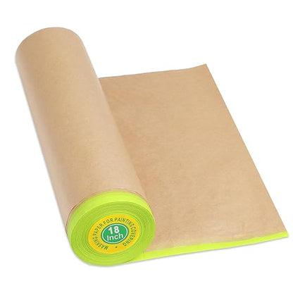 MyLifeUNIT Masking Paper, Automotive Paint Paper Roll with Tape, Tape and Drape Waterproof for Painting Protection Covering (1 Rolls, 18 inch x 50 feet)