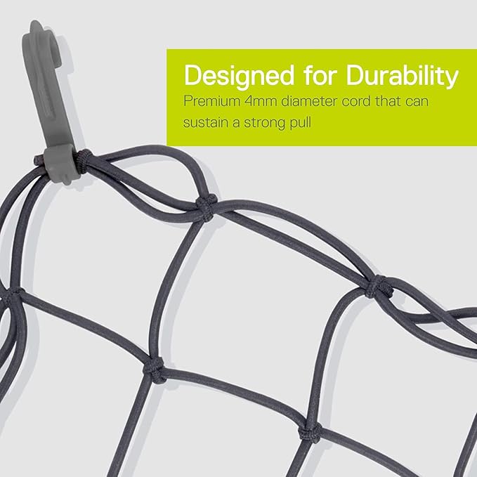 Small Cargo Net by Delta Cycle (2-Pack) - Expandable Bungee Net with Hooks Stretches to 22" x 22" - Bike Cargo Net Keeps Your Gear Tightly in Place for Bikes & Kayaks