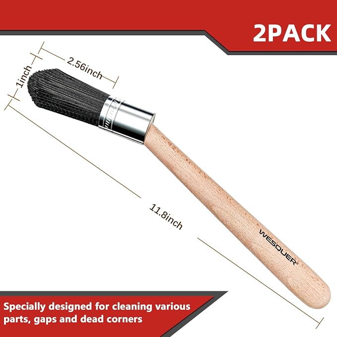 Wesquer Parts Cleaning Brush Home and Auto Use Parts Cleaner Brush Solvent Brush for Cleaning Auto Engine Parts, Clean Motors, Metal Parts, Machinery (BALCK-WT2pcs)