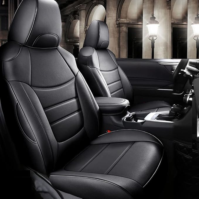 CocheFamilia Custom Fit Corolla Car Seat Covers for Select 2020 2021 2022 Toyota Corolla L LE - Full Set,Leather (Black)