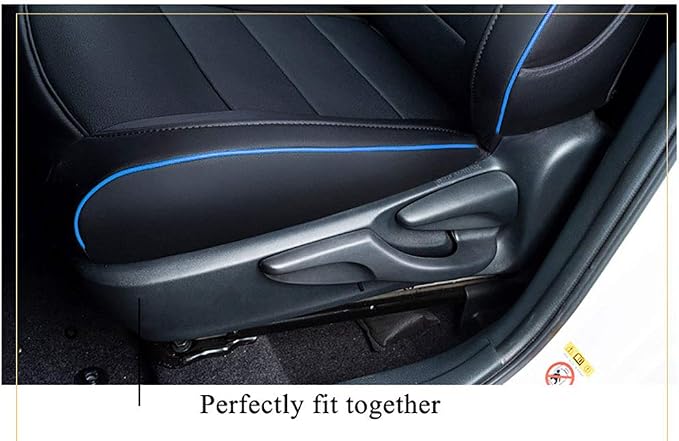 EKR Corolla Seat Covers Custom Fit for Toyota Corolla 2014 2015 2016 2017 2018 2019 L/LE Series Sedan,Leather Car Seat Cover Full Set for SUV-Faux Leather(Black with Blue Trim)