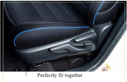 EKR Corolla Seat Covers Custom Fit for Toyota Corolla 2014 2015 2016 2017 2018 2019 L/LE Series Sedan,Leather Car Seat Cover Full Set for SUV-Faux Leather(Black with Blue Trim)