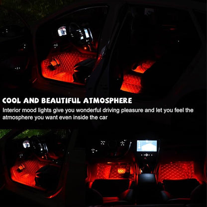 povtii Car LED Strip Light, 24 LED RGB Auto Under Dash Interior Atmosphere Lights, Cigarette Lighter Decorative Lamp Ambient Night Light, Universal Lighting Kit Car Accessories (Red)