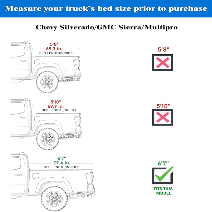 Toptiny Low Profile Flip Up Truck Bed Tonneau Cover Fits 2019-2026 Chevy/GMC Silverado/Sierra 6'7" Bed (79.4")