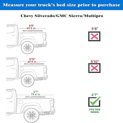 Toptiny Low Profile Flip Up Truck Bed Tonneau Cover Fits 2019-2026 Chevy/GMC Silverado/Sierra 6'7" Bed (79.4")