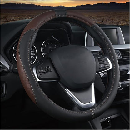 BESULEN Car Steering Wheel Cover, Soft Leather Steering Wheel Protector, Universal Non-Slip Steering Wheel Covers, Comfortable Grip Sweat-Absorbent, Automotive Interior Accessories