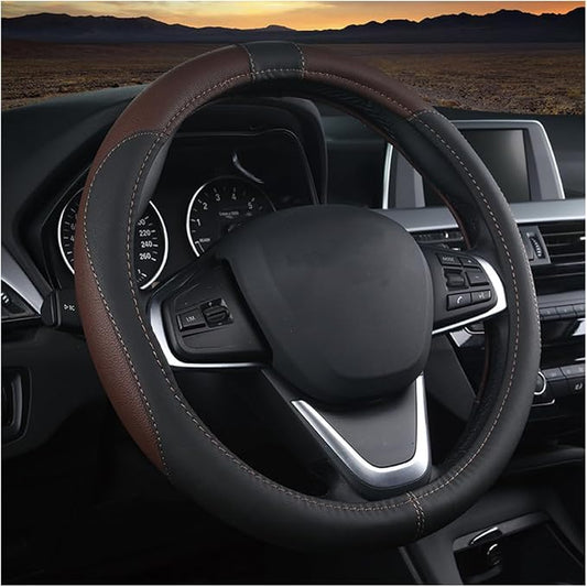 BESULEN Car Steering Wheel Cover, Soft Leather Steering Wheel Protector, Universal Non-Slip Steering Wheel Covers, Comfortable Grip Sweat-Absorbent, Automotive Interior Accessories