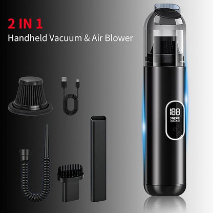 Handheld Car Vacuum Portable Cordless, 2 in 1 Handheld Vacuum Cleaner 18000PA High Power Air Blower,2 Speed Mini Hand Held Vacuum Rechargeable for Home, Car, Office, Pet Hair
