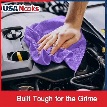 USANOOKS Premium 300GSM Microfiber Cleaning Cloth - 12.5"x12.5" High Performance - 1200 Washes, Ultra Absorbent Microfiber Towels for Cars Undercarriage, Rims & Engine Bay Cleaning - Microfiber Cloth
