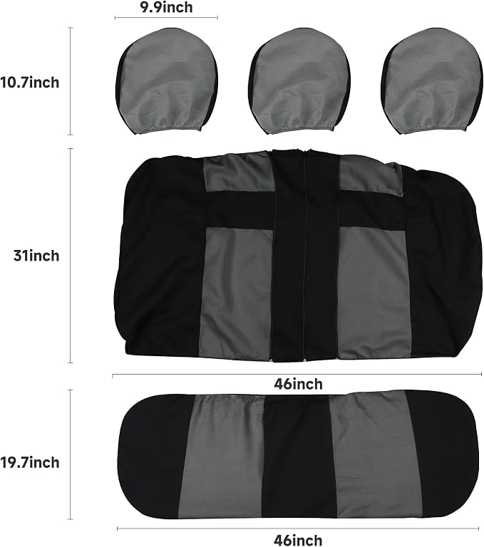 VarCozy Seat Covers for Car Front Pair, Breathable Cloth Front Car Seat Covers, Universal Cloth Seat Covers for SUV Sedan Van, Automotive Interior Covers, Airbag Compatible