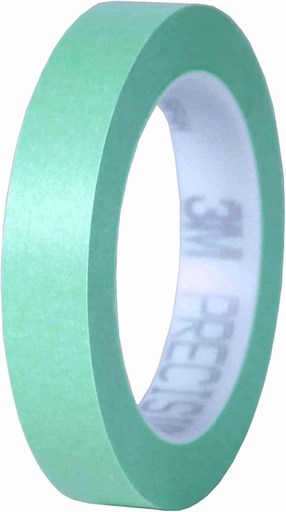 3M Precision Masking Tape, 06529, 3/4 in x 60 yds, 1 Roll, Green, Acrylic Adhesive, Adheres to Metal, Glass and Painted Surfaces