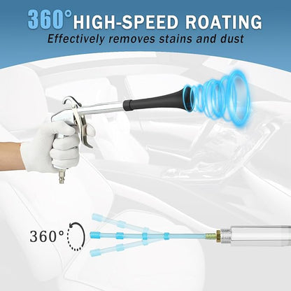 Car Cleaning Air Gun with 2 Nozzle Sets,Interior Cleaning Kit for Vehicle Upholstery, Carpet, and Seats